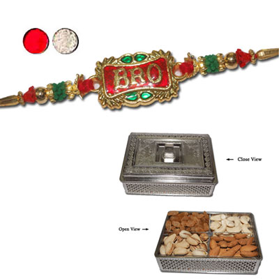 "Rakhi - FR- 8220 A (Single Rakhi), Muskan Dry Fruit Box - Code DFB6000 - Click here to View more details about this Product